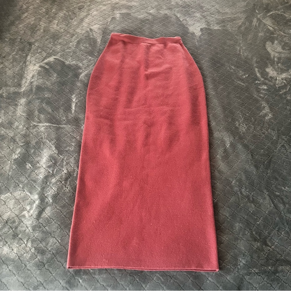 Good American Rosewood-Tone High Waist Maxi Pencil Knit‎ Skirt S